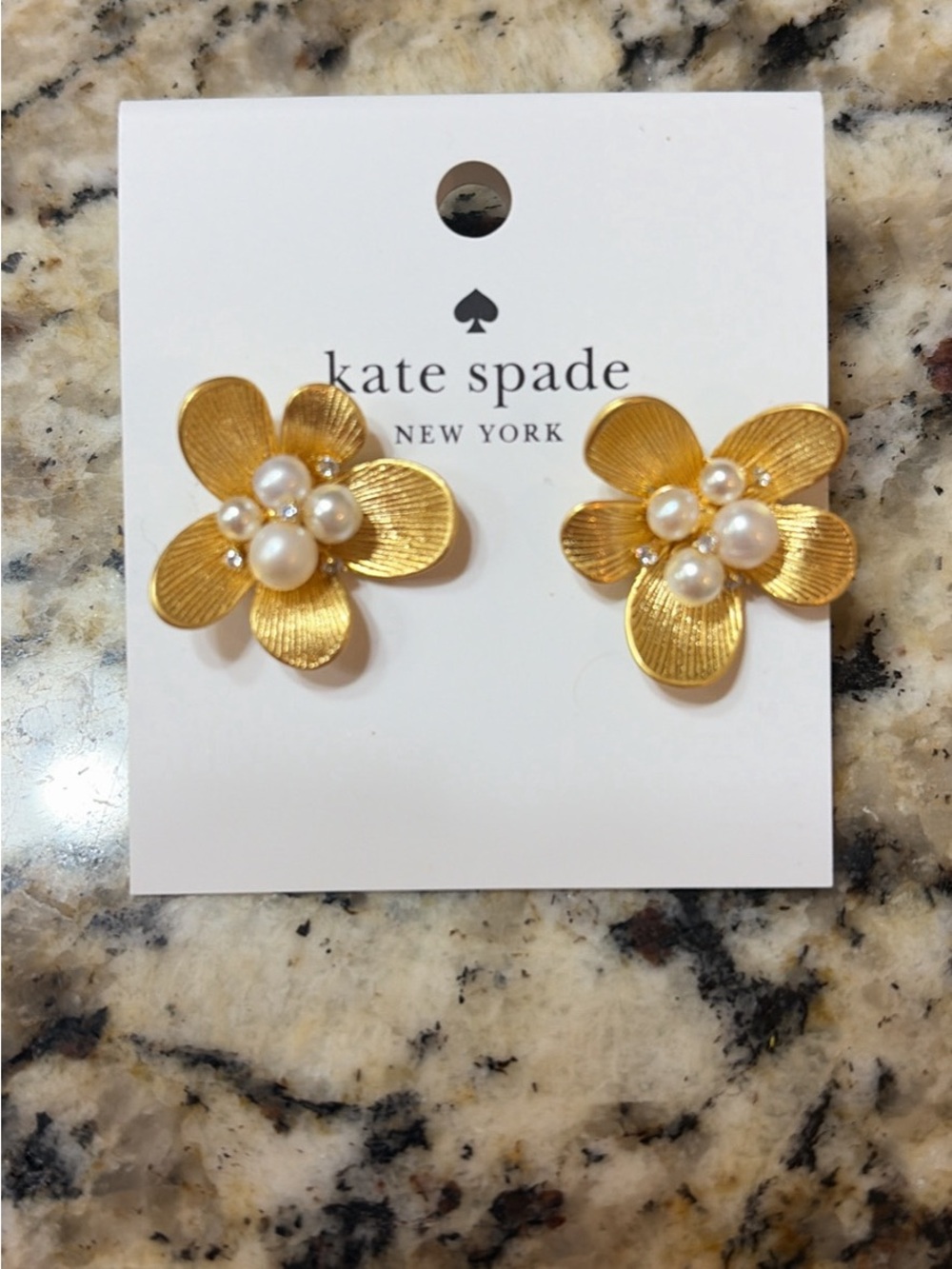 kate spade Gold Flower Pearl Cluster Stud Earrings